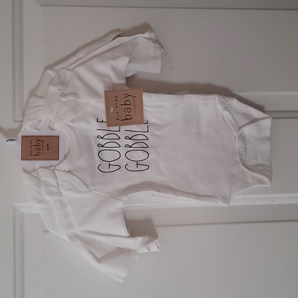 Rae Dunn Gobble Gobble, Thankful, Blessed Bodysuits:3 PACK: NWT: 0-3 MTH